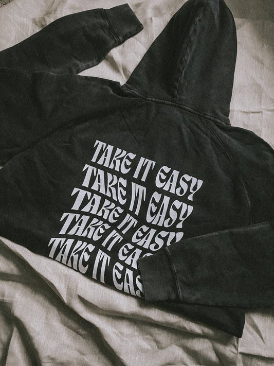 Take It Easy Hoodie—Vintage Wash Black